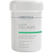 Зволожуючий крем для жирної шкіри Christina Elastin Collagen Placental Enzyme Moisture Cream with Vitamins A, E&HA, 250 мл