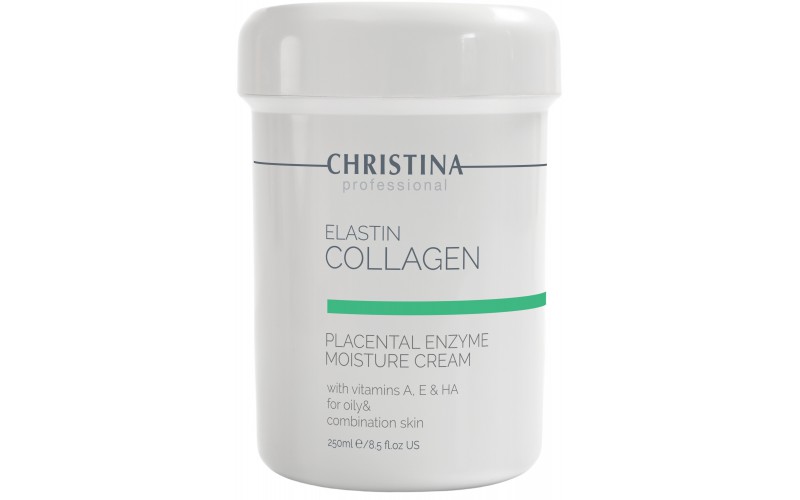 Зволожуючий крем для жирної шкіри Christina Elastin Collagen Placental Enzyme Moisture Cream with Vitamins A, E&HA, 250 мл