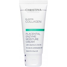 Зволожуючий крем для жирної шкіри Christina Elastin Collagen Placental Enzyme Moisture Cream with Vitamins A, E & HA, 60 мл