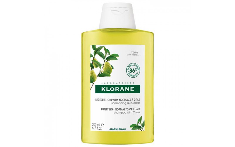 Клоран Цитрон шампунь для нормального та жирного волосся Klorane Shampooing a la pulpe de cedrat, 200 мл