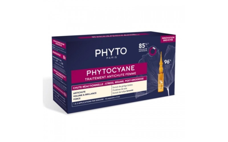 Фіто Фітоціан засіб від реакційного випадіння волосся у жінок Phyto Phytocyane Anti Hair Loss Reactional Treatment Women  12 x 5 мл