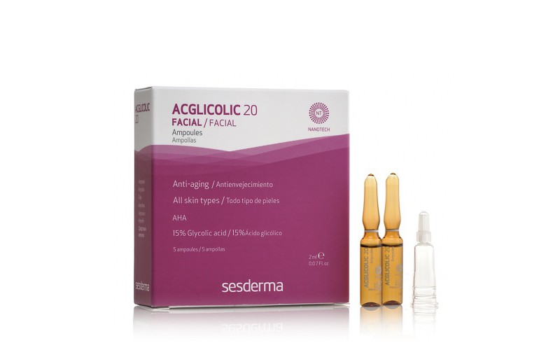 Ампули з гліколевою кислотою Sesderma ACGLICOLIC 20 Anti-Aging Moisturizing Ampoules 5*2 мл